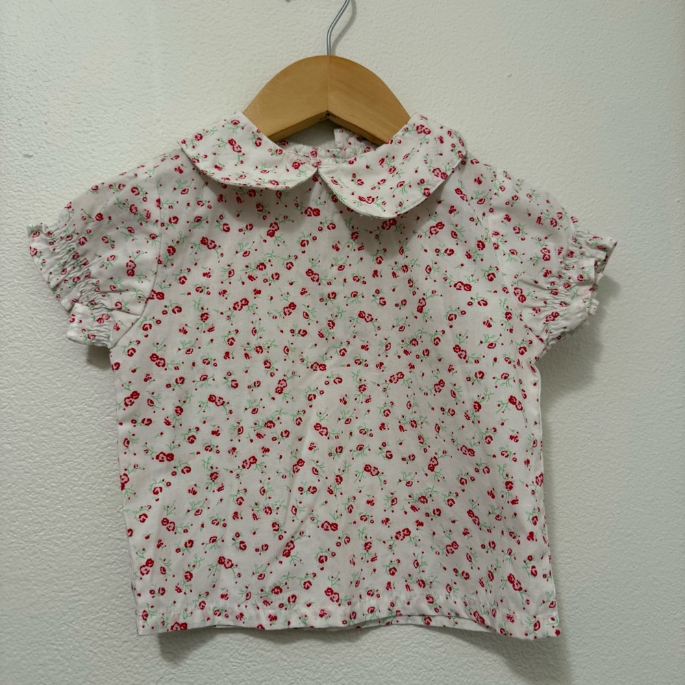 Sesame Street White and Red Floral Kids Blouse